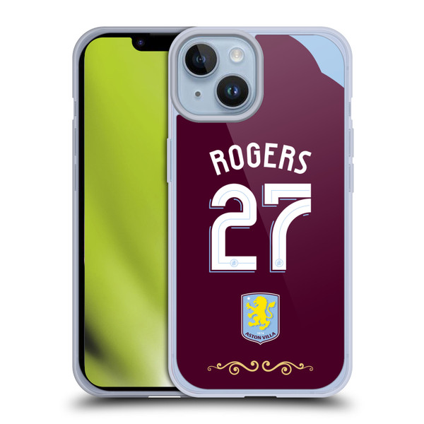Aston Villa Football Club 2025/26 Players Home Kit Morgan Rogers Soft Gel Case for Apple iPhone 14