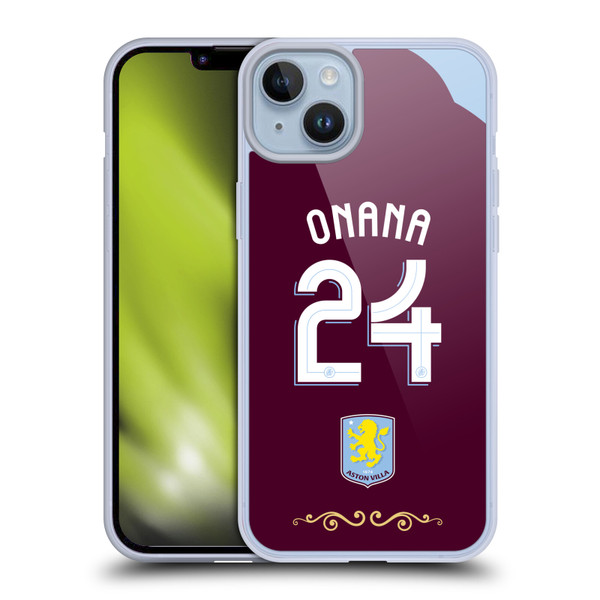 Aston Villa Football Club 2025/26 Players Home Kit Amadou Onana Soft Gel Case for Apple iPhone 14 Plus