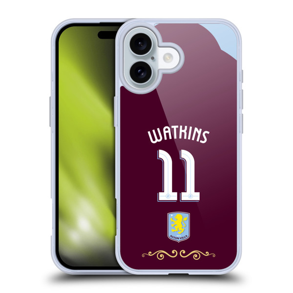 Aston Villa Football Club 2025/26 Players Home Kit Ollie Watkins Soft Gel Case for Apple iPhone 16 Aston Villa Football Club 2025/26 Players Home Kit Ollie Watkins Soft Gel Case for Apple iPhone 16