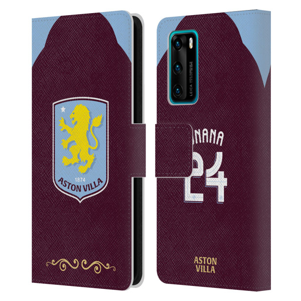 Aston Villa Football Club 2025/26 Players Home Kit Amadou Onana Leather Book Wallet Case Cover For Huawei P40 5G