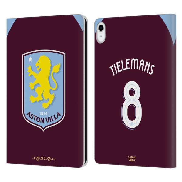 Aston Villa Football Club 2025/26 Players Home Kit Youri Tielemans Leather Book Wallet Case Cover For Apple iPad 10.9 2022/2025