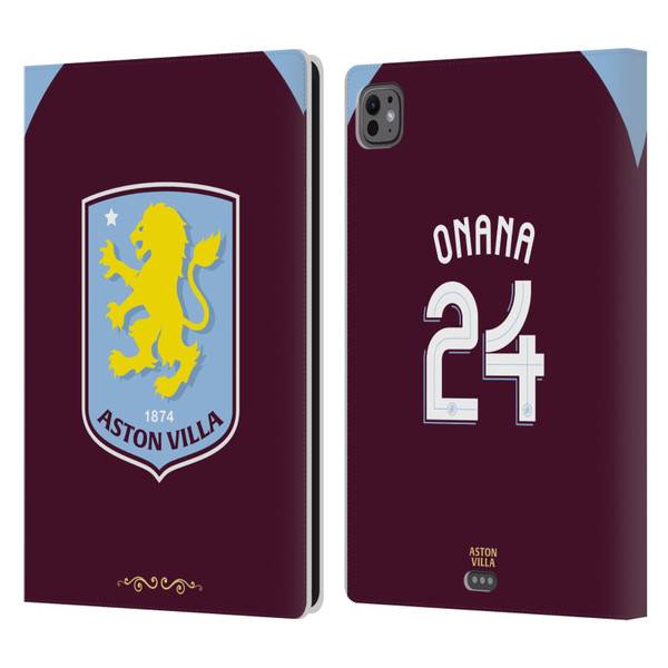 Aston Villa Football Club 2025/26 Players Home Kit Amadou Onana Leather Book Wallet Case Cover For Apple iPad Pro 11 M4 2024