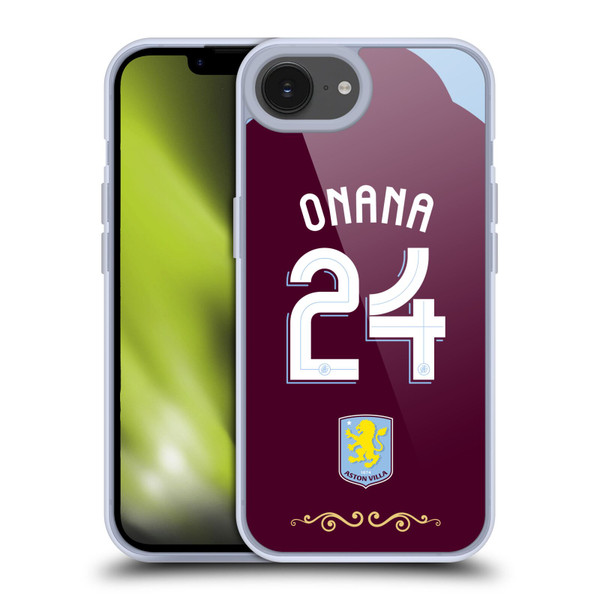 Aston Villa Football Club 2025/26 Players Home Kit Amadou Onana Soft Gel Case for Apple iPhone 16e