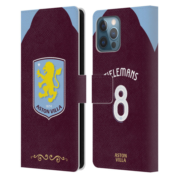 Aston Villa Football Club 2025/26 Players Home Kit Youri Tielemans Leather Book Wallet Case Cover For Apple iPhone 12 Pro Max