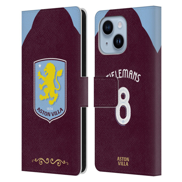Aston Villa Football Club 2025/26 Players Home Kit Youri Tielemans Leather Book Wallet Case Cover For Apple iPhone 14 Plus