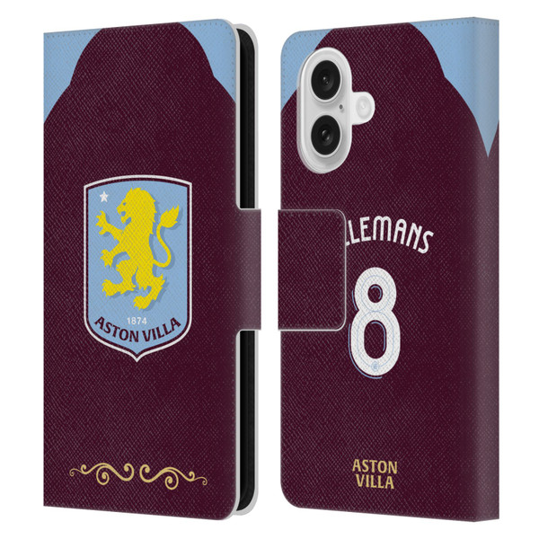 Aston Villa Football Club 2025/26 Players Home Kit Youri Tielemans Leather Book Wallet Case Cover For Apple iPhone 16