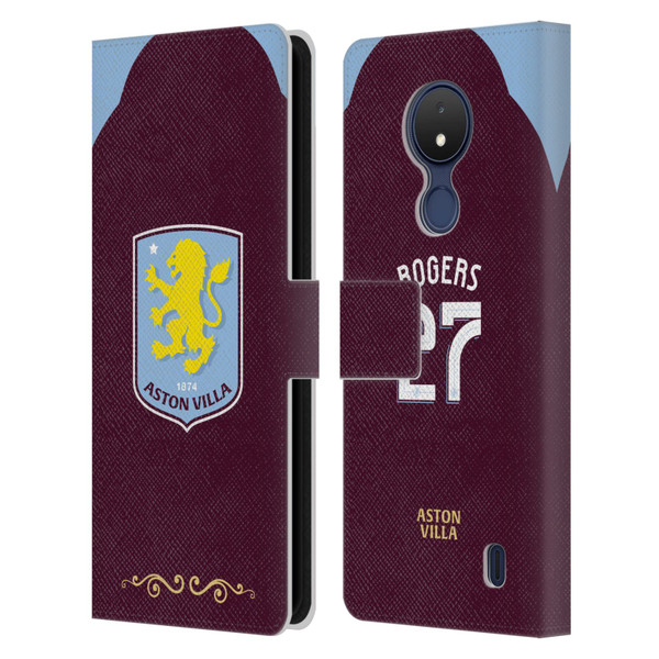 Aston Villa Football Club 2025/26 Players Home Kit Morgan Rogers Leather Book Wallet Case Cover For Nokia C21