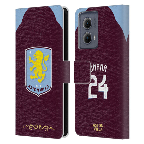 Aston Villa Football Club 2025/26 Players Home Kit Amadou Onana Leather Book Wallet Case Cover For Motorola Edge (2024)