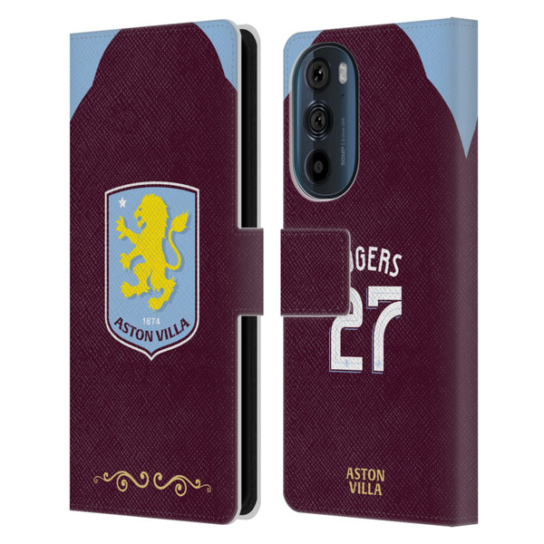 Aston Villa Football Club 2025/26 Players Home Kit Morgan Rogers Leather Book Wallet Case Cover For Motorola Edge 30