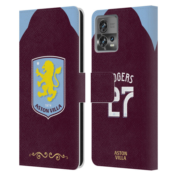 Aston Villa Football Club 2025/26 Players Home Kit Morgan Rogers Leather Book Wallet Case Cover For Motorola Moto Edge 30 Fusion