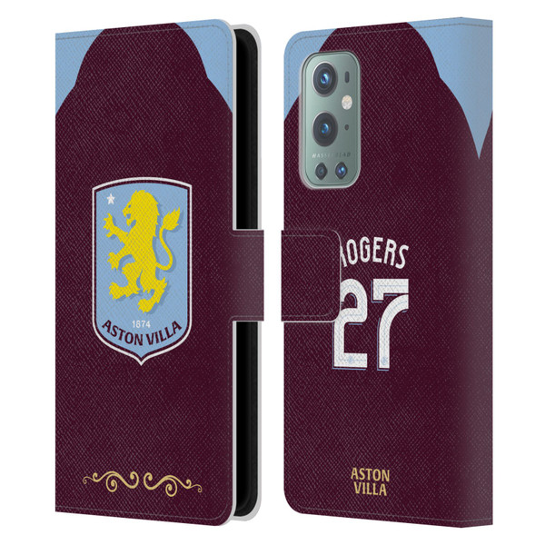 Aston Villa Football Club 2025/26 Players Home Kit Morgan Rogers Leather Book Wallet Case Cover For OnePlus 9