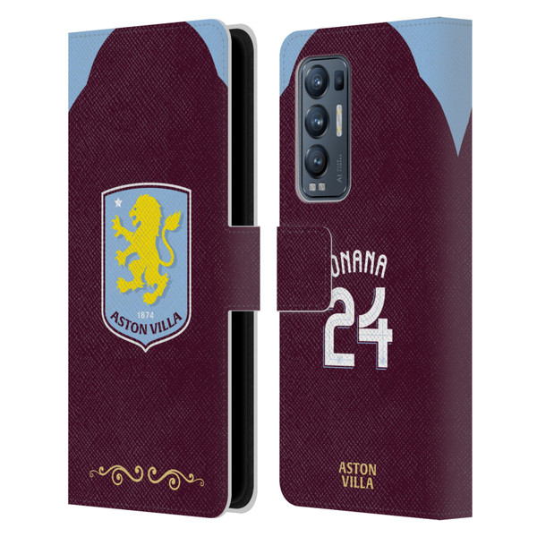 Aston Villa Football Club 2025/26 Players Home Kit Amadou Onana Leather Book Wallet Case Cover For OPPO Find X3 Neo / Reno5 Pro+ 5G