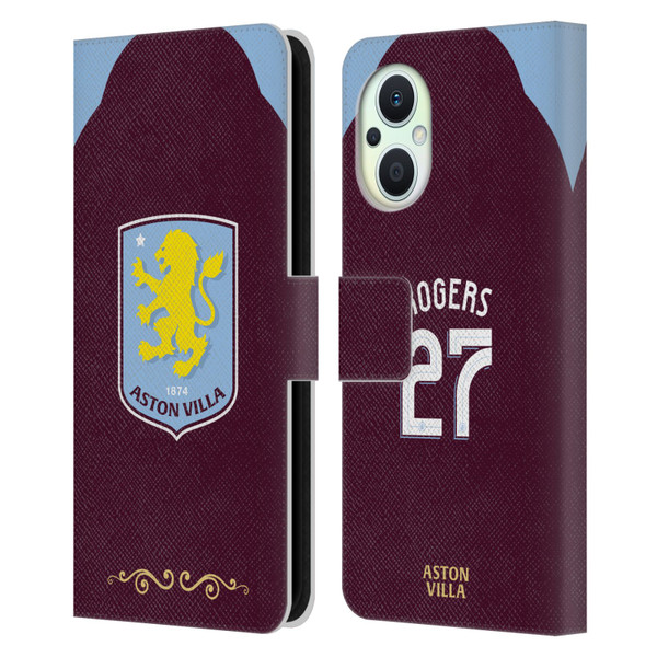 Aston Villa Football Club 2025/26 Players Home Kit Morgan Rogers Leather Book Wallet Case Cover For OPPO Reno8 Lite