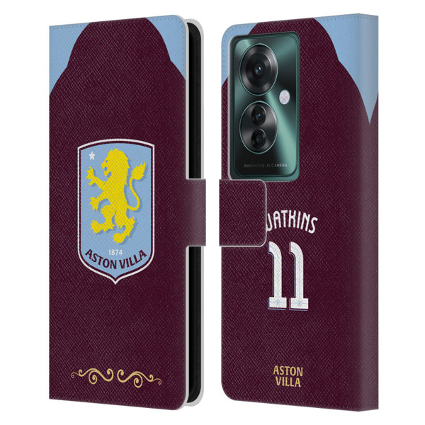Aston Villa Football Club 2025/26 Players Home Kit Ollie Watkins Leather Book Wallet Case Cover For OPPO Reno11 F 5G / F25 Pro 5G