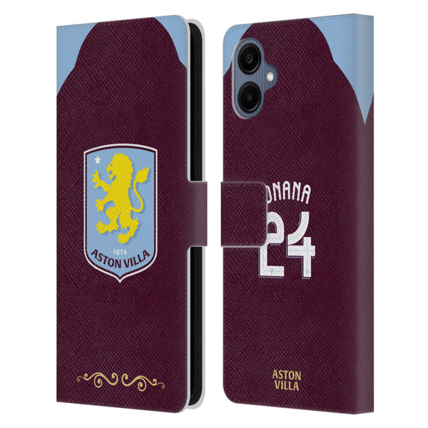 Aston Villa Football Club 2025/26 Players Home Kit Amadou Onana Leather Book Wallet Case Cover For Samsung Galaxy A06 4G