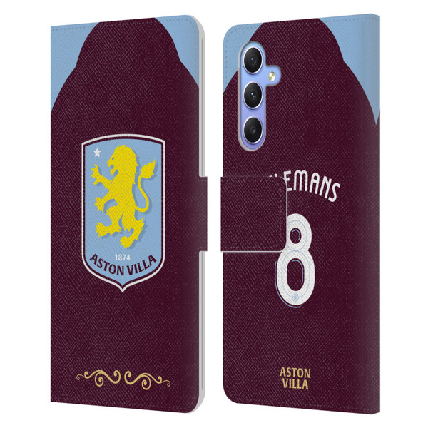Aston Villa Football Club 2025/26 Players Home Kit Youri Tielemans Leather Book Wallet Case Cover For Samsung Galaxy A34 5G