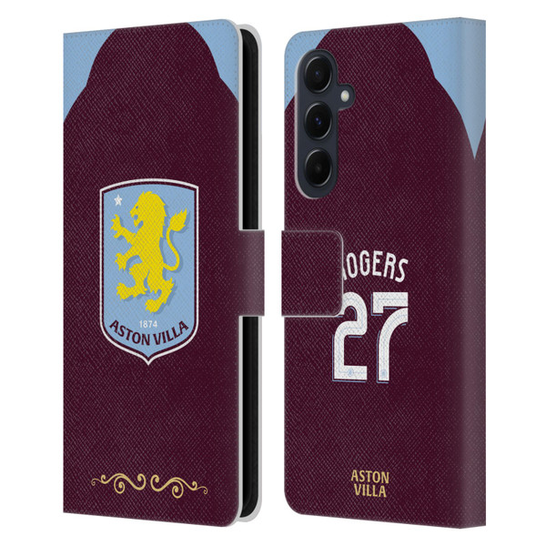Aston Villa Football Club 2025/26 Players Home Kit Morgan Rogers Leather Book Wallet Case Cover For Samsung Galaxy A55 5G Aston Villa Football Club 2025/26 Players Home Kit Morgan Rogers Leather Book Wallet Case Cover For Samsung Galaxy A55 5G