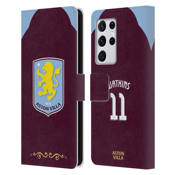 Aston Villa Football Club 2025/26 Players Home Kit Ollie Watkins Leather Book Wallet Case Cover For Samsung Galaxy S21 Ultra 5G