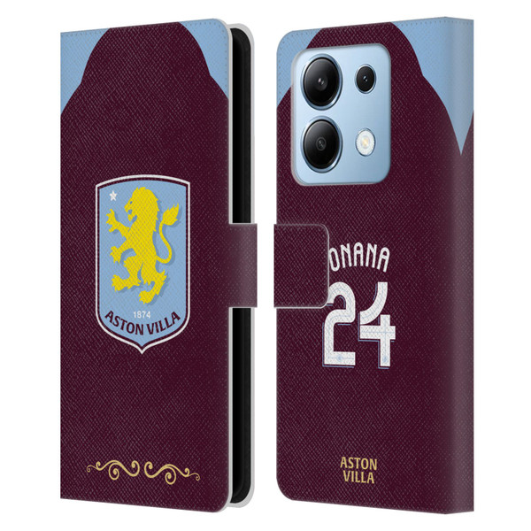 Aston Villa Football Club 2025/26 Players Home Kit Amadou Onana Leather Book Wallet Case Cover For Xiaomi Redmi Note 13/13 Pro 5G