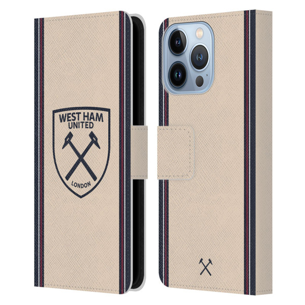 West Ham United FC 2025/26 Crest Kit Away Leather Book Wallet Case Cover For Apple iPhone 13 Pro