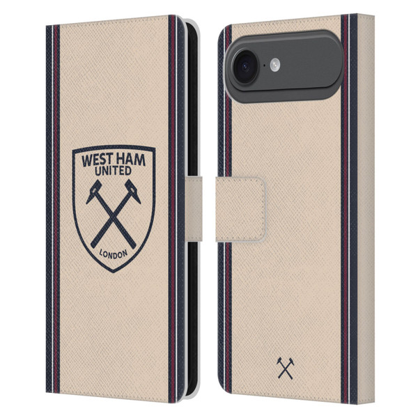 West Ham United FC 2025/26 Crest Kit Away Leather Book Wallet Case Cover For Apple iPhone 17 Air