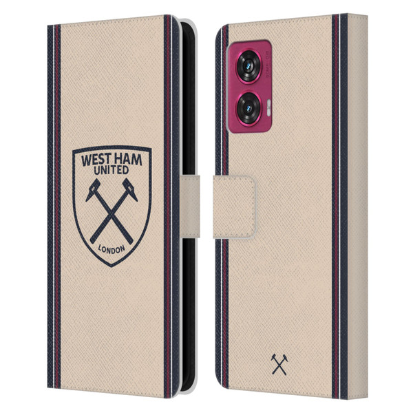 West Ham United FC 2025/26 Crest Kit Away Leather Book Wallet Case Cover For Motorola Edge 50 Fusion