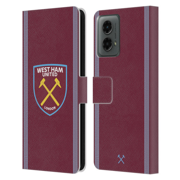 West Ham United FC 2025/26 Crest Kit Home Leather Book Wallet Case Cover For Motorola Moto G (2024)