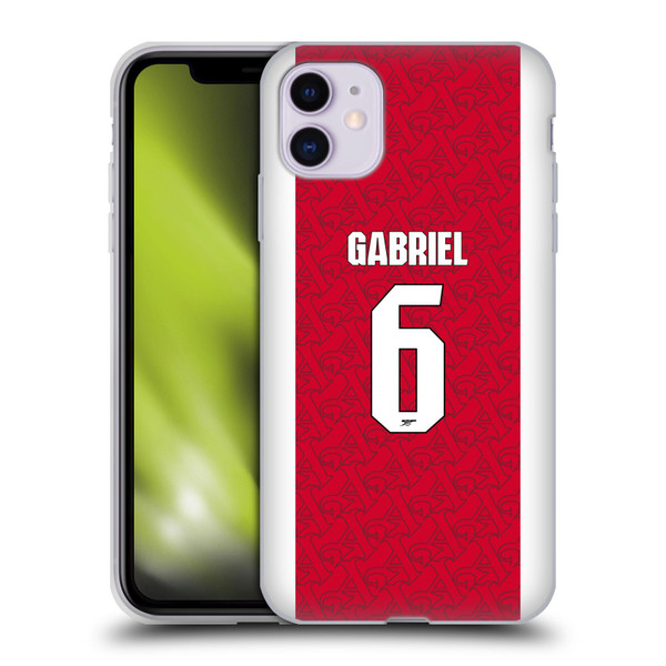 Arsenal FC 2025/26 Players Home Kit Gabriel Magalhães Soft Gel Case for Apple iPhone 11