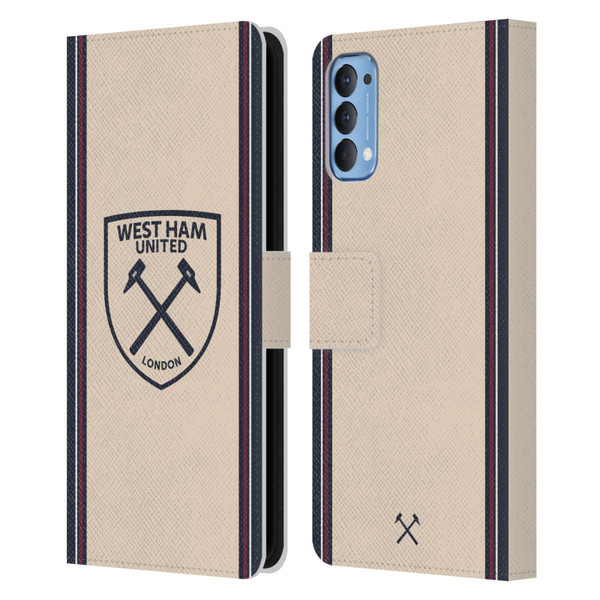 West Ham United FC 2025/26 Crest Kit Away Leather Book Wallet Case Cover For OPPO Reno 4 5G