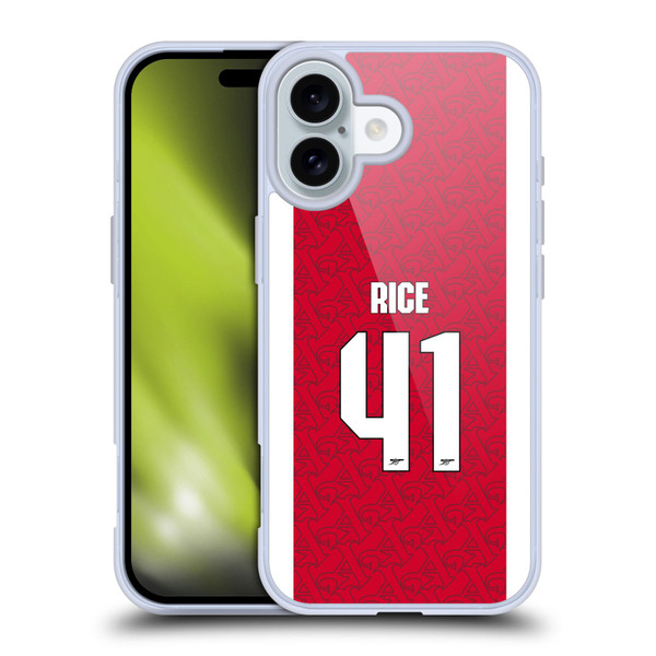 Arsenal FC 2025/26 Players Home Kit Declan Rice Soft Gel Case for Apple iPhone 16
