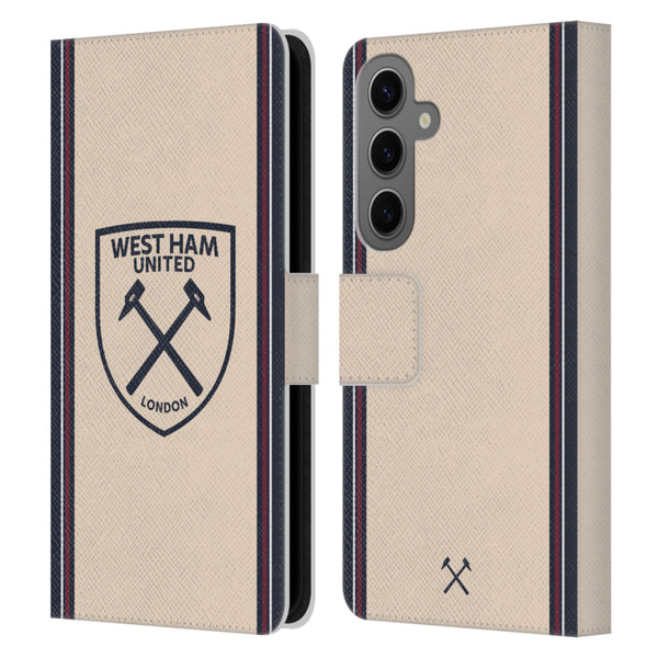 West Ham United FC 2025/26 Crest Kit Away Leather Book Wallet Case Cover For Samsung Galaxy S25