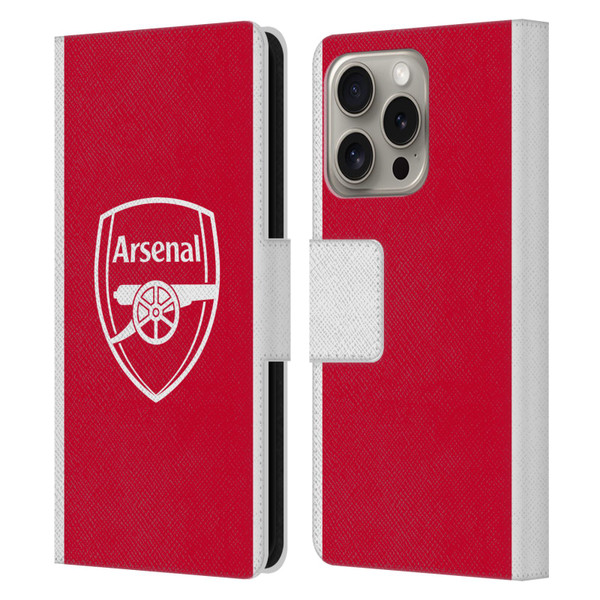 Arsenal FC 2025/26 Kit Home Leather Book Wallet Case Cover For Apple iPhone 16 Pro