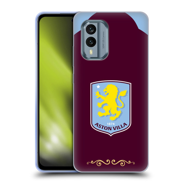 Aston Villa Football Club 2025/26 Crest Kit Home Soft Gel Case for Nokia X30
