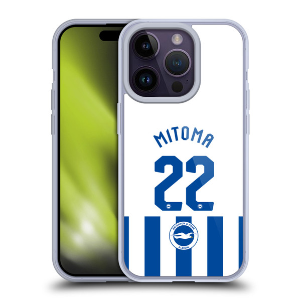 Brighton & Hove Albion F.C 2025/26 Players Home Kit Kaoru Mitoma Soft Gel Case for Apple iPhone 14 Pro