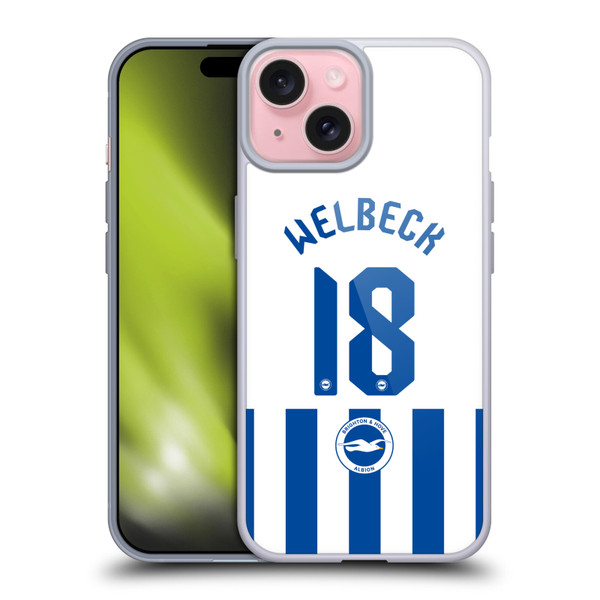 Brighton & Hove Albion F.C 2025/26 Players Home Kit Danny Welbeck Soft Gel Case for Apple iPhone 15