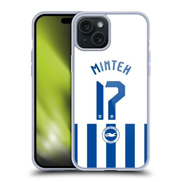 Brighton & Hove Albion F.C 2025/26 Players Home Kit Yankuba Minteh Soft Gel Case for Apple iPhone 15 Plus