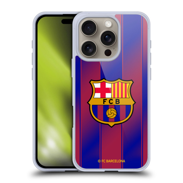 FC Barcelona 2025/26 Crest Kit Home Soft Gel Case for Apple iPhone 16 Pro