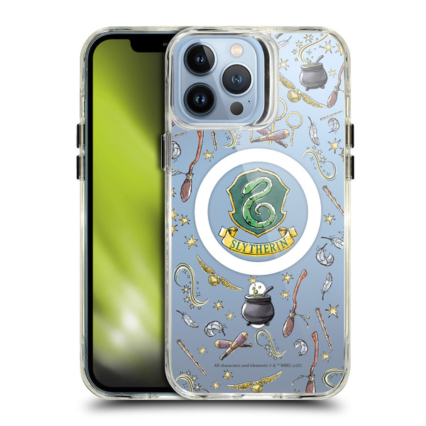 Harry Potter Magical Icons Slytherin Pattern SHOCKPROOF BUMPER CASE COMPATIBLE WITH Apple iPhone 13 Pro Max & MAGSAFE