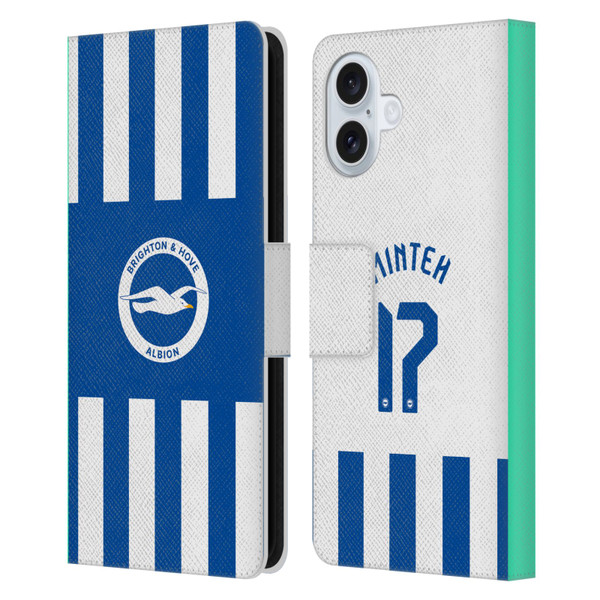Brighton & Hove Albion F.C 2025/26 Players Home Kit Yankuba Minteh Leather Book Wallet Case Cover For Apple iPhone 16 Plus Brighton & Hove Albion F.C 2025/26 Players Home Kit Yankuba Minteh Leather Book Wallet Case Cover For Apple iPhone 16 Plus