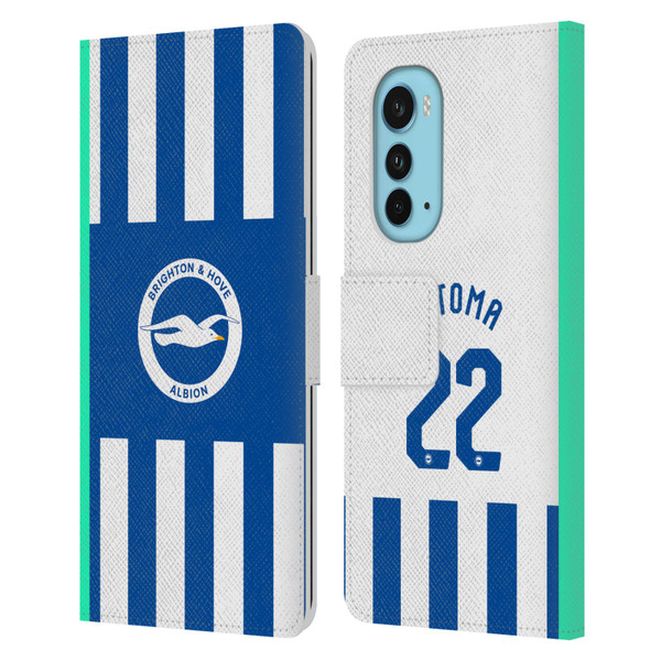 Brighton & Hove Albion F.C 2025/26 Players Home Kit Kaoru Mitoma Leather Book Wallet Case Cover For Motorola Edge (2022)