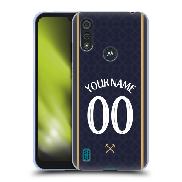 Custom Customised Personalised West Ham United FC 2025/26 Kit Third Soft Gel Case for Motorola Moto E6s (2020)