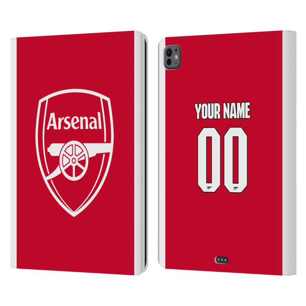 Custom Customised Personalised Arsenal FC 2025/26 Kit Home Leather Book Wallet Case Cover For Apple iPad Pro 13 M4 2024