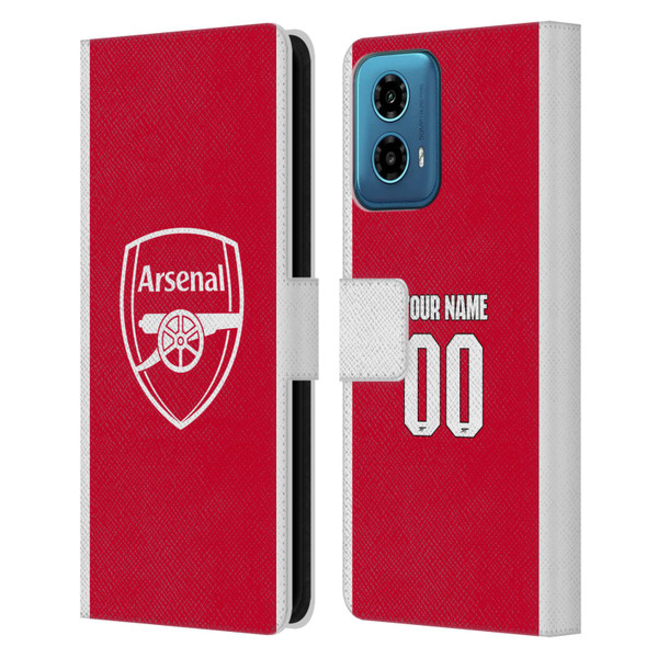 Custom Customised Personalised Arsenal FC 2025/26 Kit Home Leather Book Wallet Case Cover For Motorola Moto G34 5G