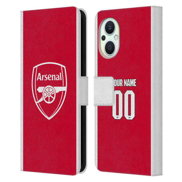 Custom Customised Personalised Arsenal FC 2025/26 Kit Home Leather Book Wallet Case Cover For OPPO Reno8 Lite