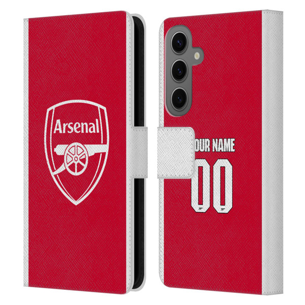Custom Customised Personalised Arsenal FC 2025/26 Kit Home Leather Book Wallet Case Cover For Samsung Galaxy S25