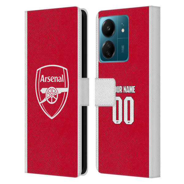 Custom Customised Personalised Arsenal FC 2025/26 Kit Home Leather Book Wallet Case Cover For Xiaomi Redmi 13C 4G