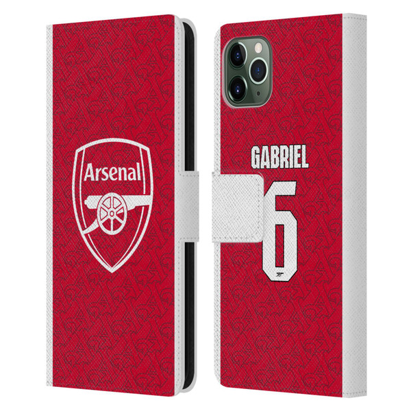 Arsenal FC 2025/26 Players Home Kit Gabriel Magalhães Leather Book Wallet Case Cover For Apple iPhone 11 Pro Max Arsenal FC 2025/26 Players Home Kit Gabriel Magalhães Leather Book Wallet Case Cover For Apple iPhone 11 Pro Max