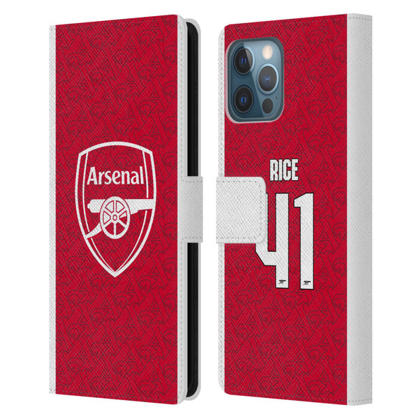 Arsenal FC 2025/26 Players Home Kit Declan Rice Leather Book Wallet Case Cover For Apple iPhone 12 Pro Max
