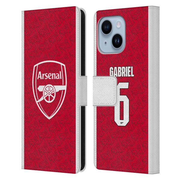 Arsenal FC 2025/26 Players Home Kit Gabriel Magalhães Leather Book Wallet Case Cover For Apple iPhone 14 Plus Arsenal FC 2025/26 Players Home Kit Gabriel Magalhães Leather Book Wallet Case Cover For Apple iPhone 14 Plus