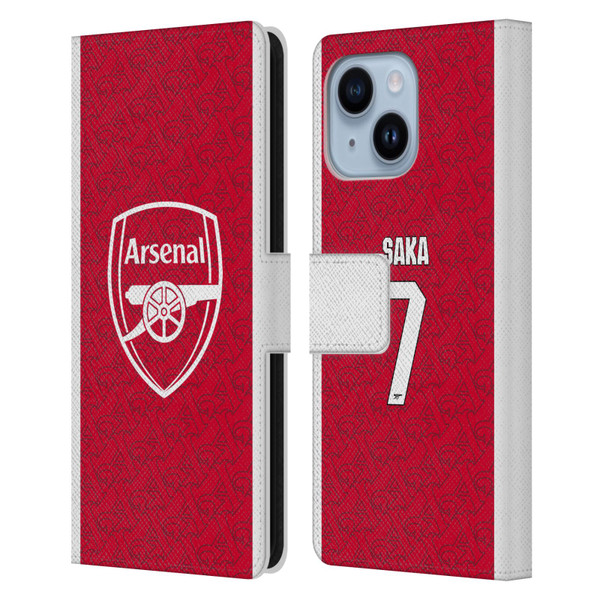 Arsenal FC 2025/26 Players Home Kit Bukayo Saka Leather Book Wallet Case Cover For Apple iPhone 14 Plus Arsenal FC 2025/26 Players Home Kit Bukayo Saka Leather Book Wallet Case Cover For Apple iPhone 14 Plus